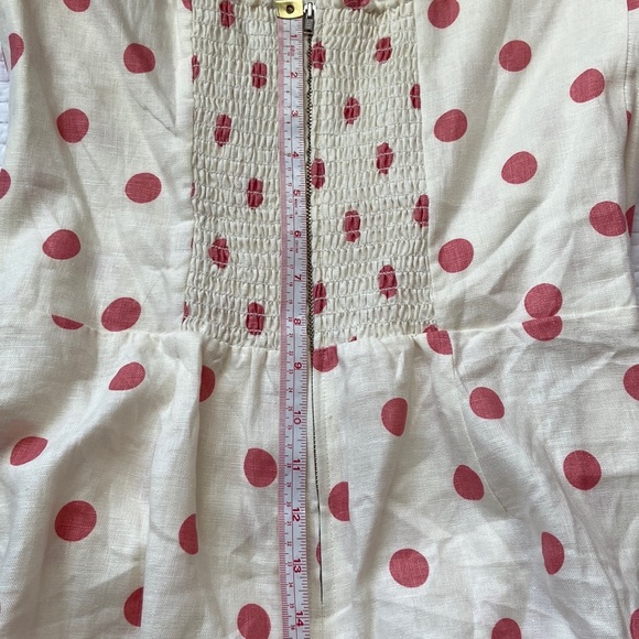 Reformation Turnip Andie Mini Dress Linen Cream Polka Dot Blush Pink 12 NWT - Picture 15 of 17